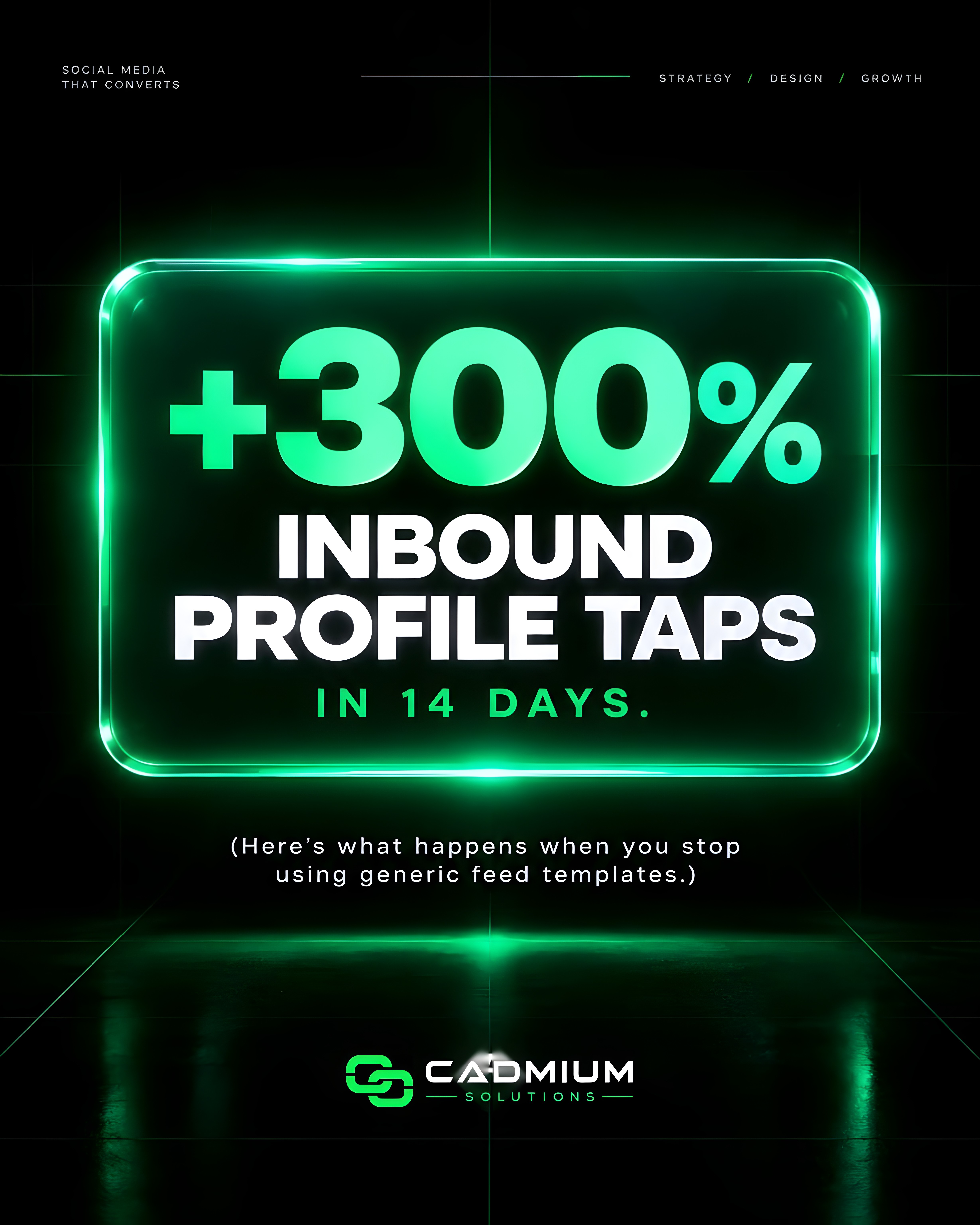 Cadmium performance creative concept featuring plus 300 percent inbound profile taps.